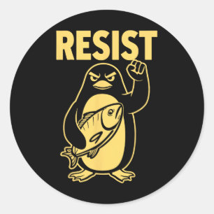 Funny Pinguin Resist Pinguine Protest gegen Tari Runder Aufkleber