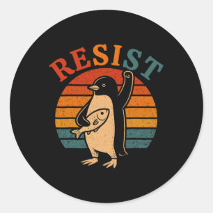 Funny Pinguin Resist Pinguine Protest gegen Tari Runder Aufkleber