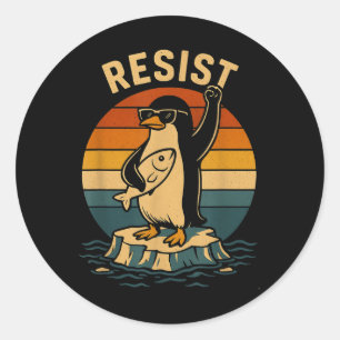 Funny Pinguin Resist Pinguine Protest gegen Tari Runder Aufkleber