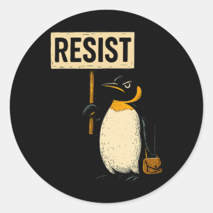 Funny Pinguin Resist Pinguine Protest gegen Tari Runder Aufkleber