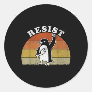 Funny Pinguin Resist Pinguine Protest gegen Tari Runder Aufkleber