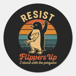 Funny Pinguin Resist Pinguine Protest gegen Tari Runder Aufkleber