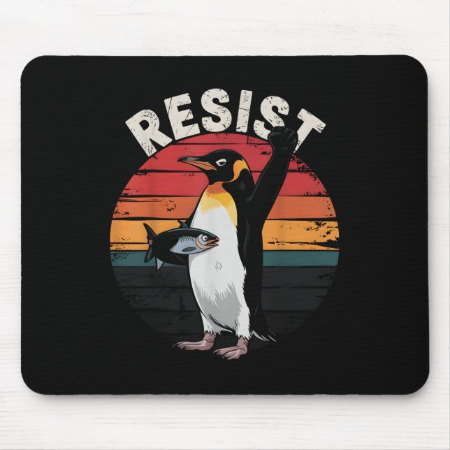 Funny Pinguin Resist Protest gegen Spaß von Zöllen Mousepad (Vorne)