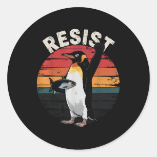 Funny Pinguin Resist Protest gegen Spaß von Zöllen Runder Aufkleber