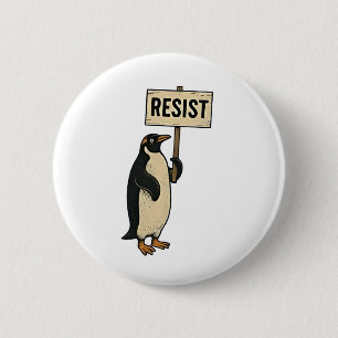 Funny Pinguin Resist Protest gegen Tarrifs Button