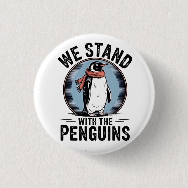 Funny Pinguin Resist Protest gegen Tarrifs Button (Vorderseite)