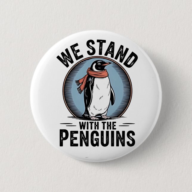 Funny Pinguin Resist Protest gegen Tarrifs Button (Vorderseite)