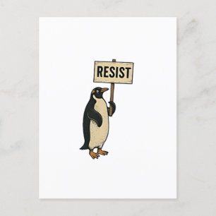 Funny Pinguin Resist Protest gegen Tarrifs Einladungspostkarte