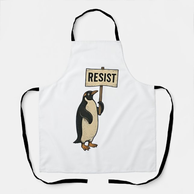 Funny Pinguin Resist Protest gegen Tarrifs Schürze (Vorderseite)