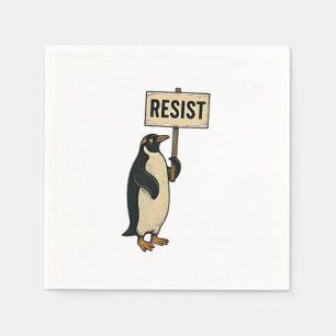 Funny Pinguin Resist Protest gegen Tarrifs Serviette