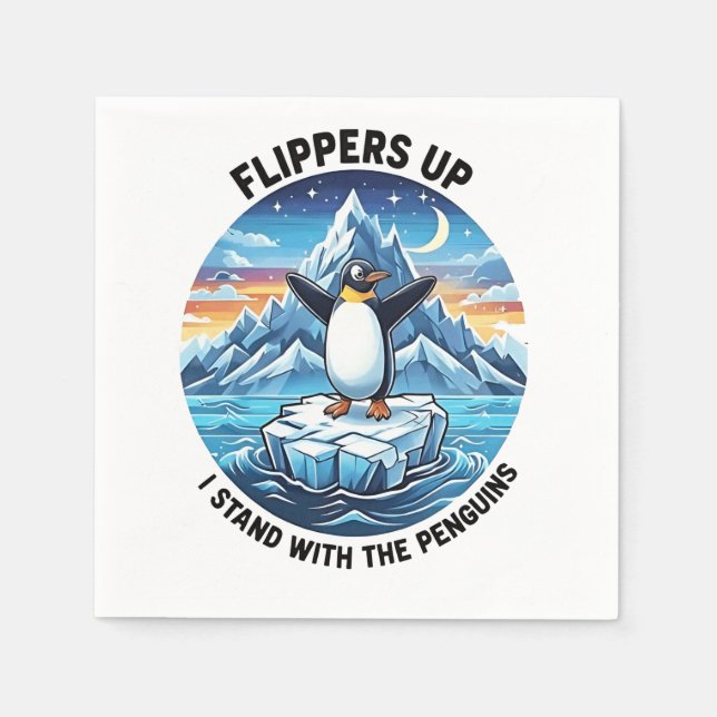 Funny Pinguin Resist Protest gegen Tarrifs Serviette (Vorderseite)