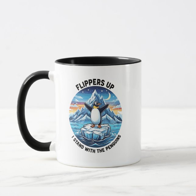 Funny Pinguin Resist Protest gegen Tarrifs Tasse (Links)