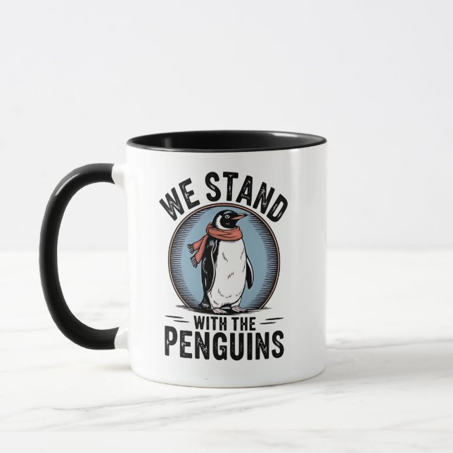 Funny Pinguin Resist Protest gegen Tarrifs Tasse (Links)