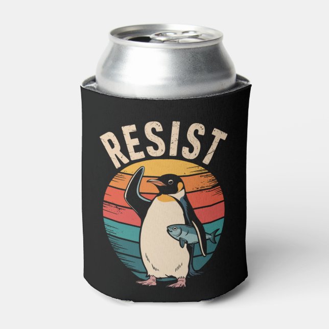 Funny Pinguin Resist Protest gegen Zölle Dosenkühler (Kanne Vorderseite)