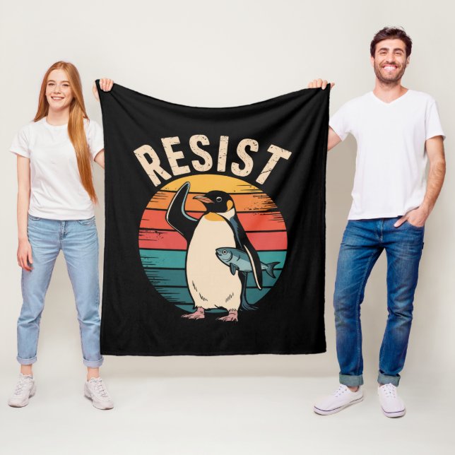 Funny Pinguin Resist Protest gegen Zölle Fleecedecke (Beispiel)