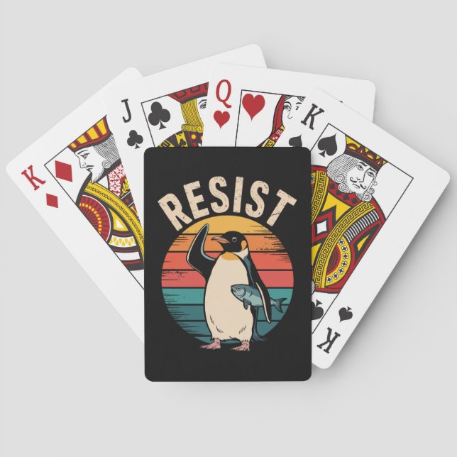 Funny Pinguin Resist Protest gegen Zölle Spielkarten (Rückseite)