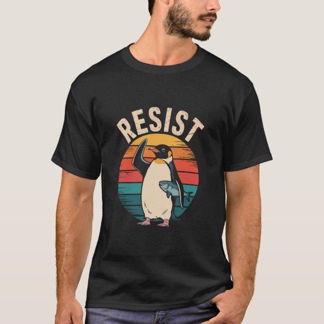 Funny Pinguin Resist Protest gegen Zölle T-Shirt (Vorderseite)