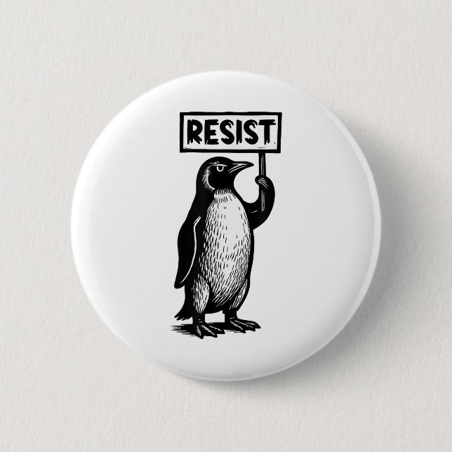Funny Pinguin Resist Protest nicht mein Präsident  Button (Vorderseite)