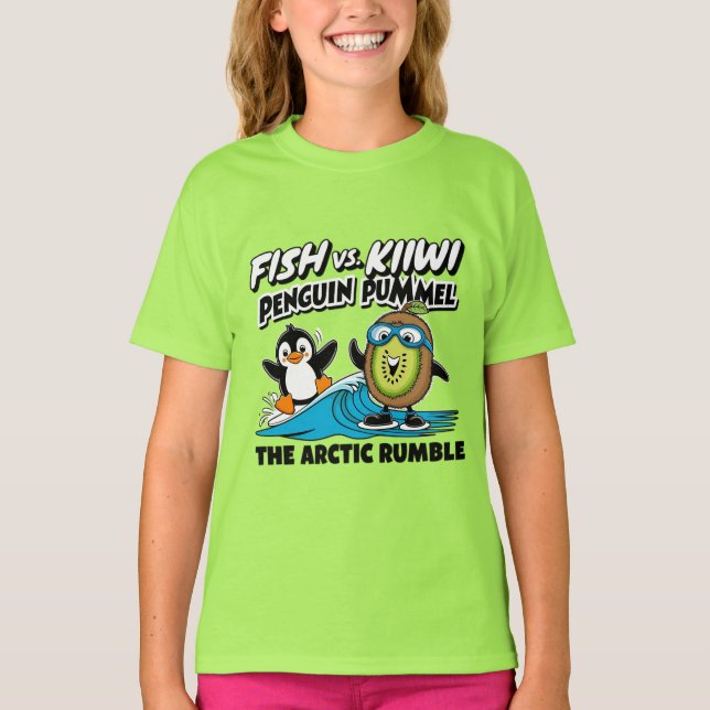 Funny Pinguin und Kiwi T-Shirt (Vorderseite)