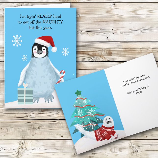 Funny Pinguin und Siegel Naughty List Weihnachten (Von Creator hochgeladen)