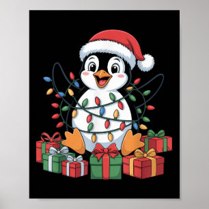 Funny Pinguin Weihnachtsmannmütze Tiere liebt Ugly Poster