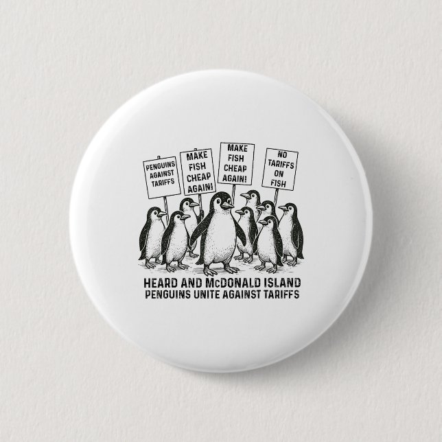 Funny Pinguine gegen Tariffs Heard Island Pengui Button (Vorderseite)