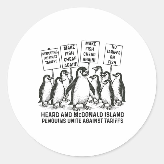 Funny Pinguine gegen Tariffs Heard Island Pengui Runder Aufkleber (Vorderseite)
