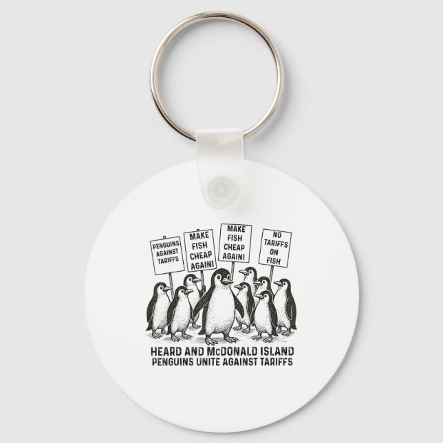 Funny Pinguine gegen Tariffs Heard Island Pengui Schlüsselanhänger (Vorderseite)