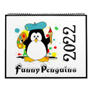 Funny Pinguins Cartoon Art Large 2022 Kalender