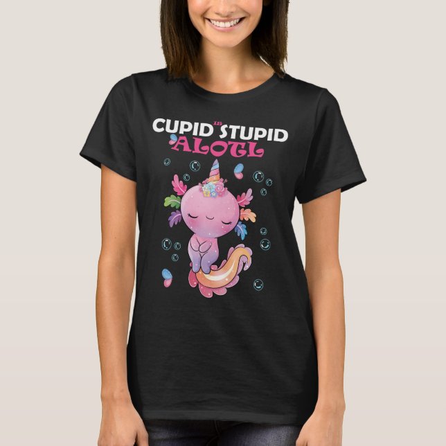 funny pink axolotl valentine T-Shirt (Vorderseite)