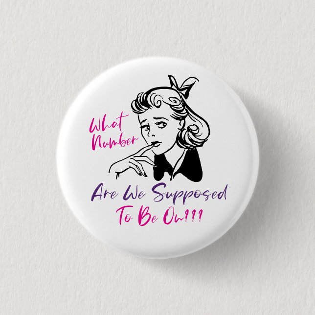 Funny Pink Black Retro Bunco Button (Vorderseite)