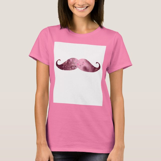 Funny Pink Bling Mustache T-Shirt (Vorderseite)