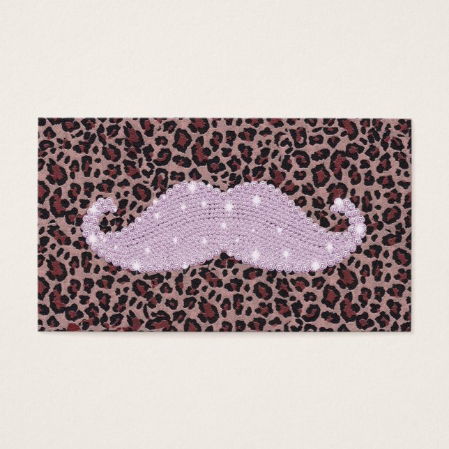 Funny Pink Bling Mustache und Animal Print Muster (Vorderseite)