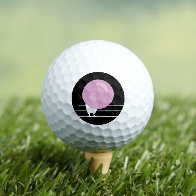 Funny Pink Bubble Gum Bird auf einem Draht schwarz Golfball (Insitu T-Shirt)