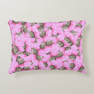 Funny Pink Cat Pattern Dekokissen