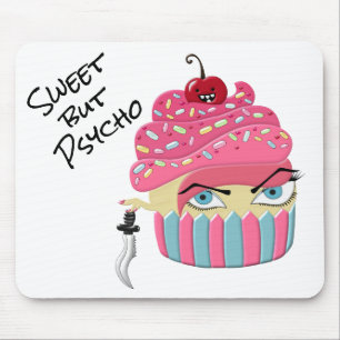 Funny Pink Cupcake süß aber Psycho Halloween Mousepad