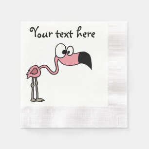 Funny Pink Flamingo Bird Cartoon Serviette