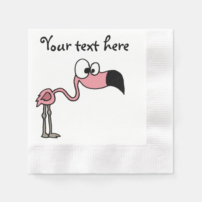 Funny Pink Flamingo Bird Cartoon Serviette (Vorderseite)