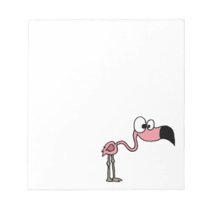 Funny Pink Flamingo Cartoon Notizblock