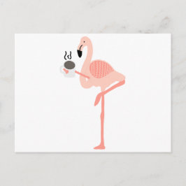 Funny Pink Flamingo Drink Coffee Postkarte