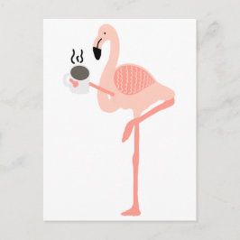 Funny Pink Flamingo Drink Coffee Postkarte