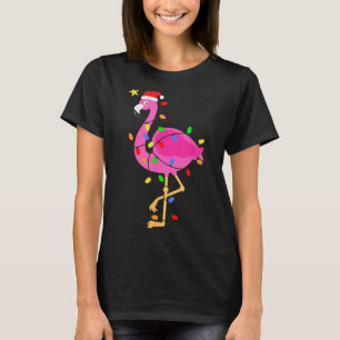 Funny Pink Flamingo in Weihnachtsmannmütze Weihnac T-Shirt