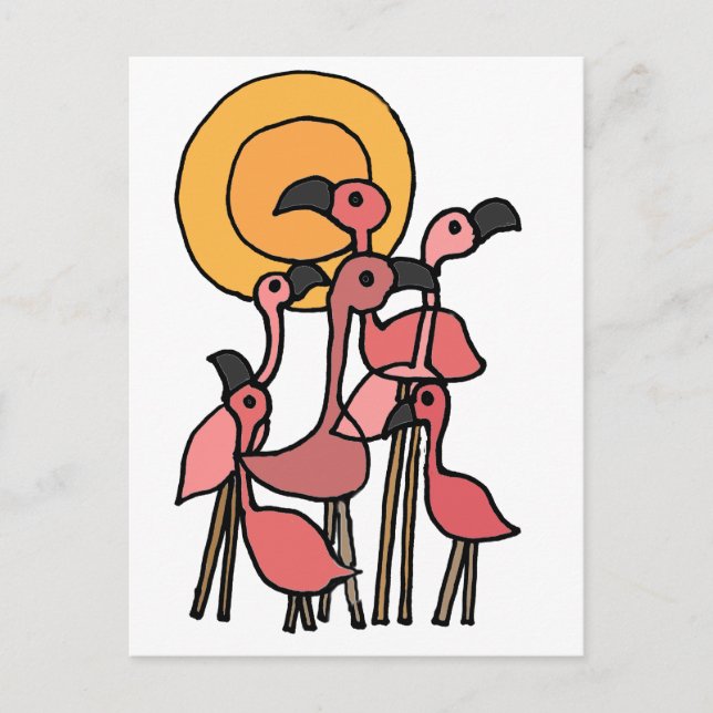 Funny Pink Flamingo Kunst Postkarte (Vorderseite)