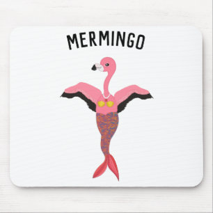 Funny Pink Flamingo Mermaid Magical Bird Mousepad