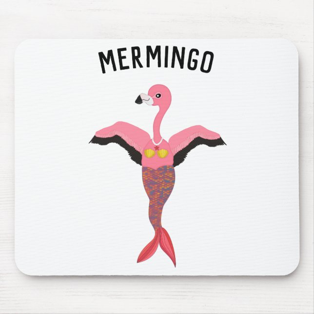 Funny Pink Flamingo Mermaid Magical Bird Mousepad (Vorne)