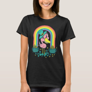 Funny Pink Flamingo mit Pots of Gold St Patrick's T-Shirt