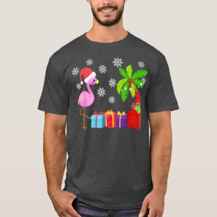 Funny Pink Flamingo Weihnachtsmannmütze Frohe Weih T-Shirt