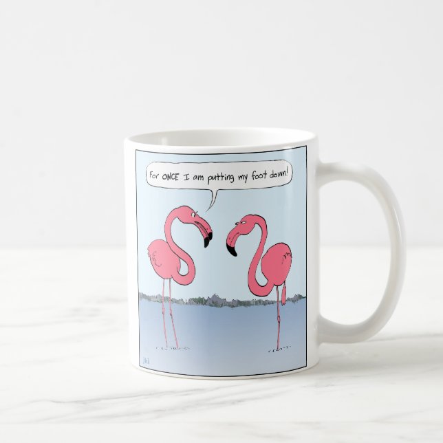 Funny Pink Flamingos Cartoon | Humorale Neuheit Tasse (Rechts)