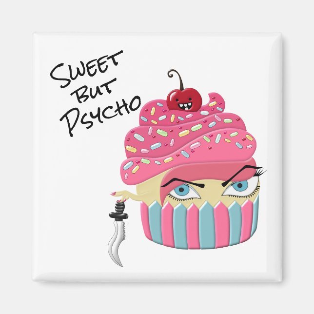 Funny Pink Halloween Cupcake Kawaii Food Spaß Magnet (Vorne)
