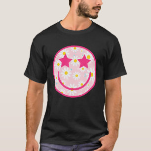 Funny Pink Happy Face Daisy Blume Tshirt Smile Fan